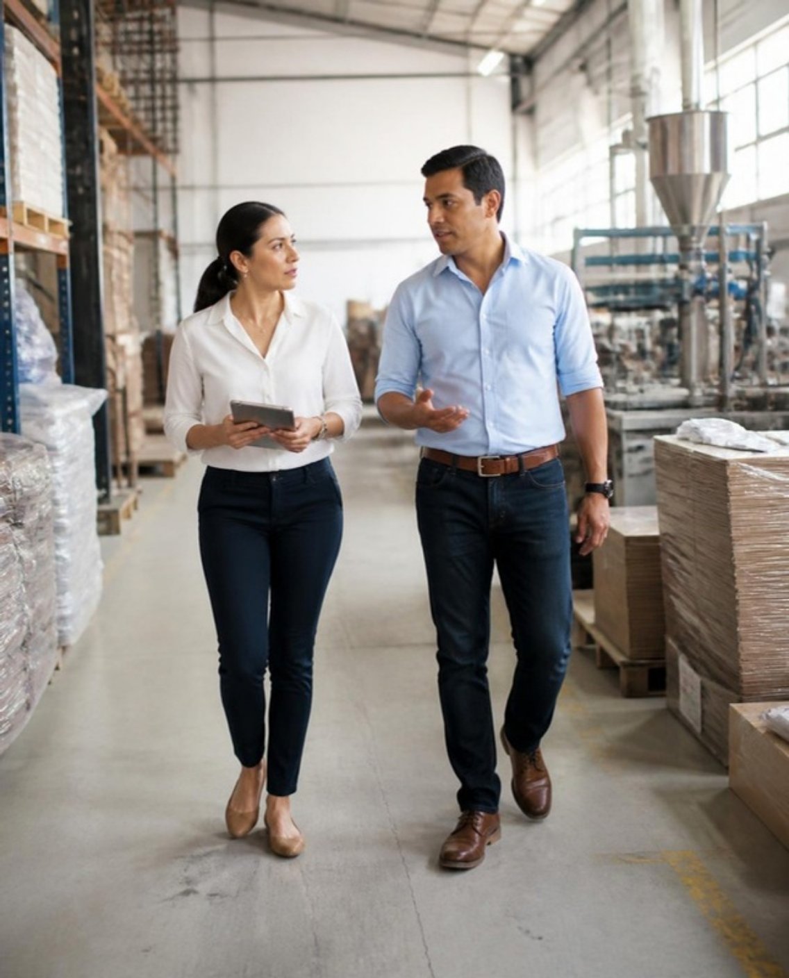 Empresarios recorriendo su bodega