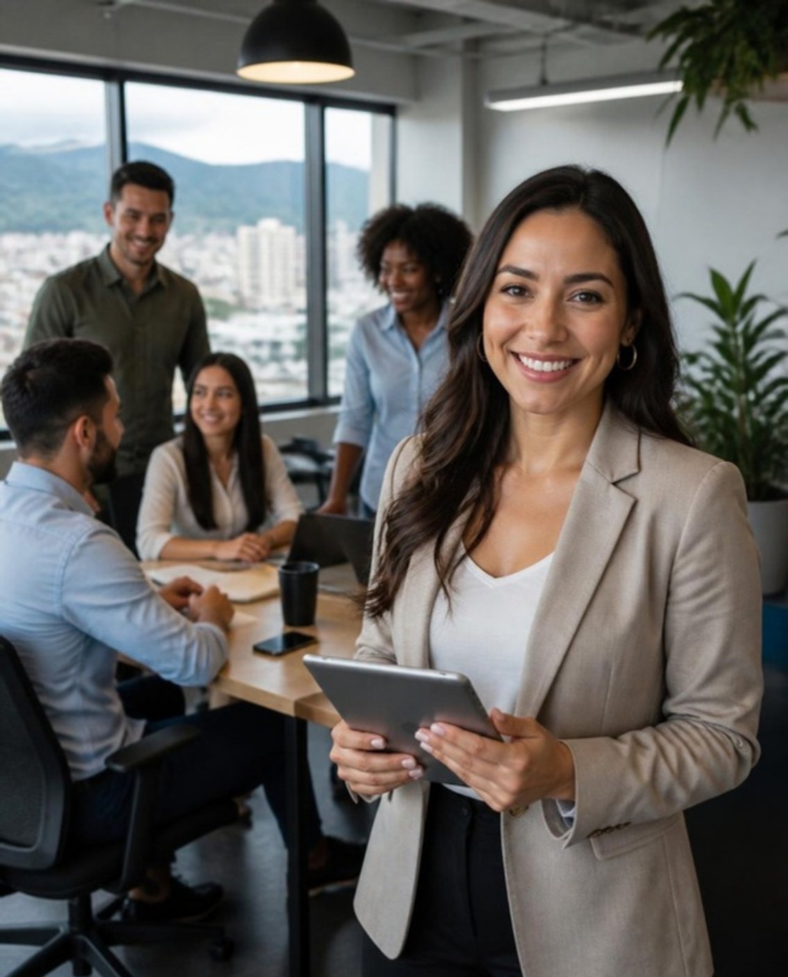 Equipo de trabajo en una oficina